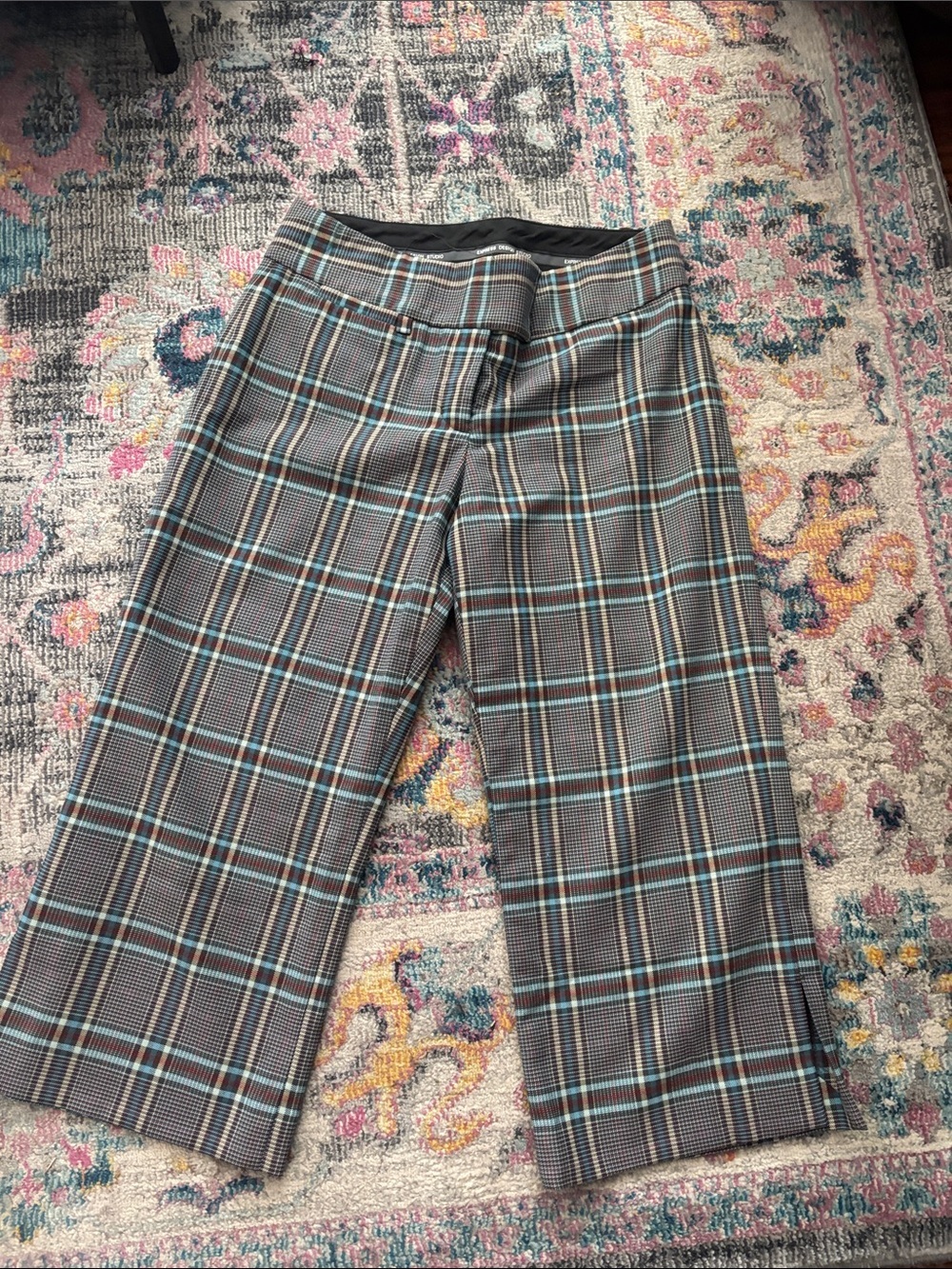 Express editor women’s Plaid Dress Pants in Brown and Blue size 0